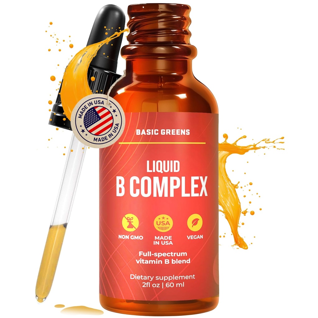 Vitamin B Complex flydende dråber - styrke Sublingual Formel, Maksimerer Absorption & øger energi - B1, B2, B3, B5, B6, B7, B9, B12 - Natural Vegan Supplement for Immunity (B Complex)