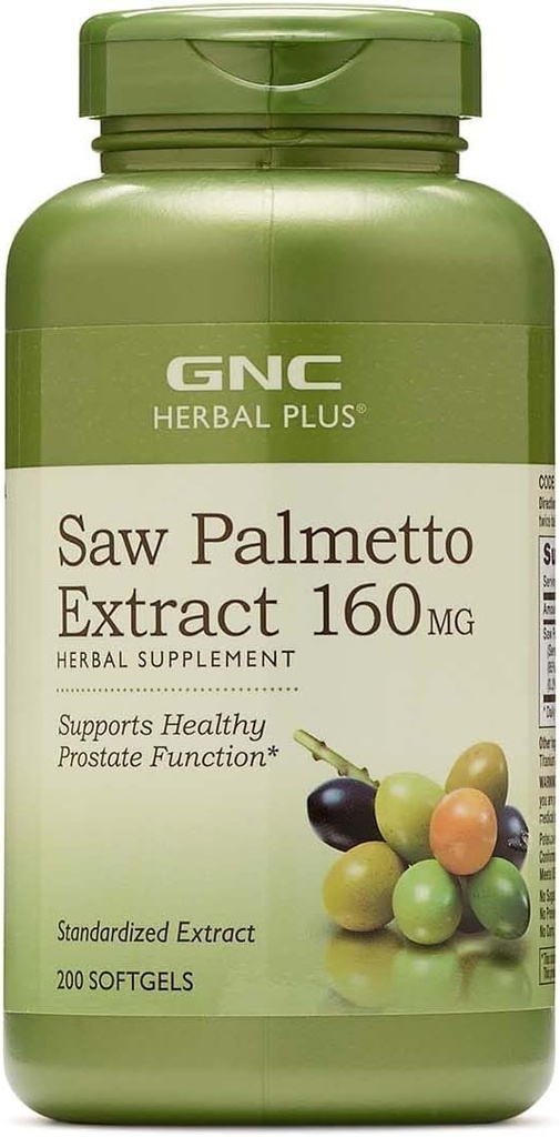 GNC Herbal Saw Palmetto Extract 160mg Supplement, 200 Servere