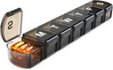 XL Ugentlig Pill Box Organizer 7 dag, 1 uge Jumbo Pill Dispenser sag én gang om dagen, MOLN HYMY Daglig medicin Container til at holde medicin, vitaminer, fiskeolier og supplement (sort