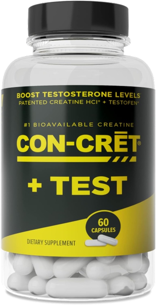 CON- CRET ® + Test, CON- CRET ® Patenteret Creatin HCl Nu med Testofen ®, Boost Testosteron Niveauer, 60 kapsler