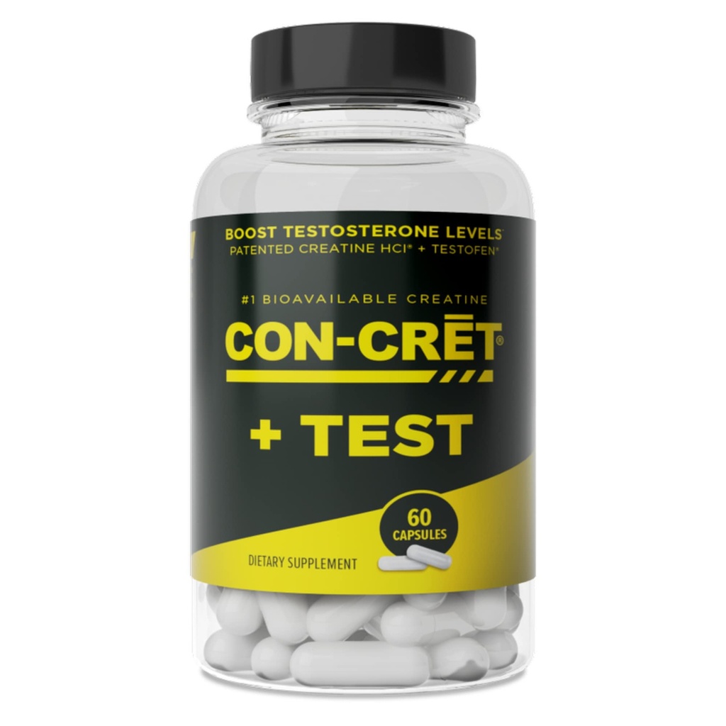 CON- CRET ® + Test, CON- CRET ® Patenteret Creatin HCl Nu med Testofen ®, Boost Testosteron Niveauer, 60 kapsler