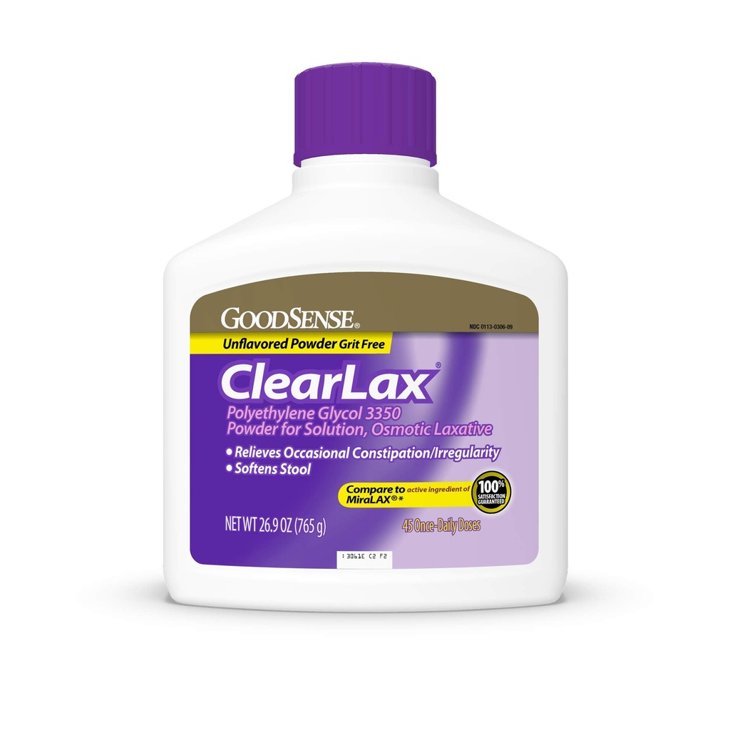 GoodSense Polyethylen Glycol 3350 Pulver til opløsning, Osmotic Laxative, Softens Afføring, Relieves Occasional Forstoppelse, 26.9 Ounce