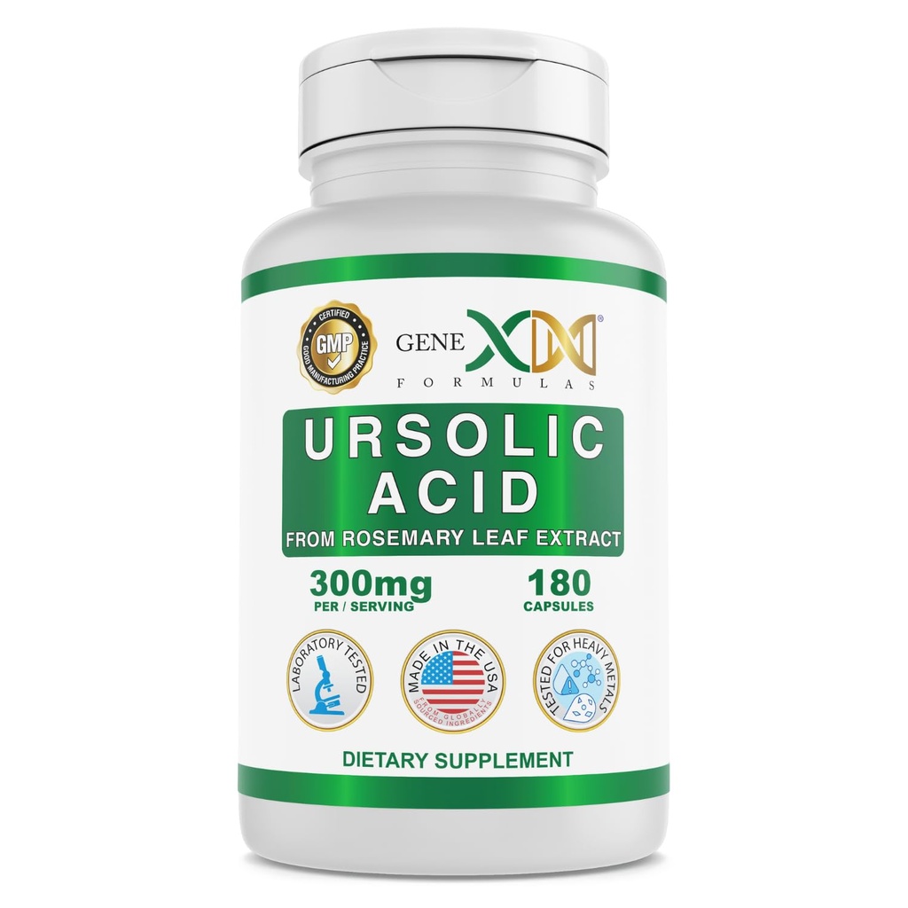 Genex Formulas Ursolsyre 300mg (180 kapsler) Ursolsyre Sourced from Rosemary Extract - Non- GMO, Gluten Free, Vegetarian
