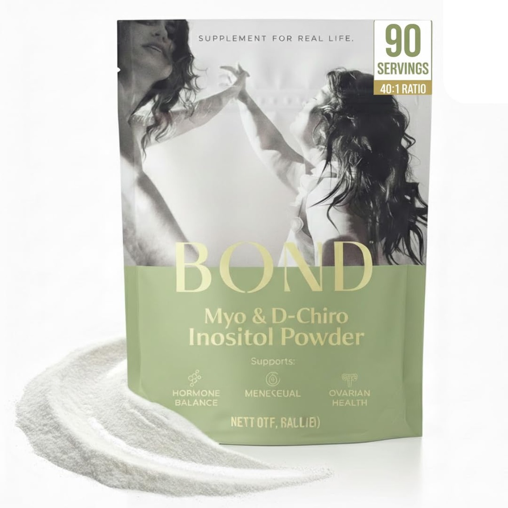 Bond Myo- Inositol & D- Chiro Inositol Powder - Hormonbalance, Cykelregelmæssighed & Ovarial Support Supplement for Kvinder - 40: 1 Ratio Formel - Vegan, Sukkerfri, 90 Servering