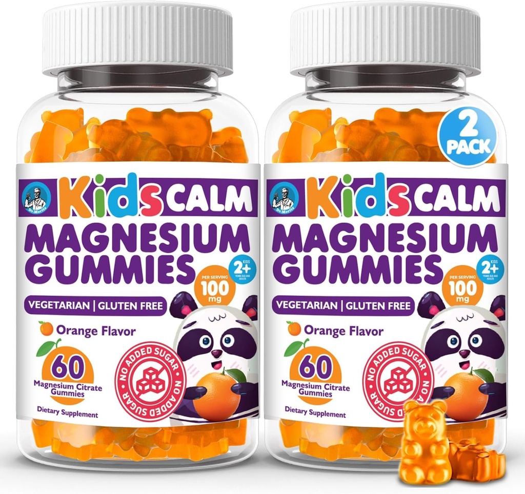 Dr. Moritz Calming and Relaxing Kids Magnesium Gummies, Non-GMO og Lavsukker Magnesium Kids Chewy Kosttilskud, Sove Gummies Kids, Orange Flavor