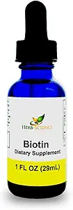 Flydende biotin B7 - Høj- Absorption, Cold- presset D- Biotin USP, Vegan, Alkohol- fri, Sublingual Drops, Ingen kunstige flavors, Blå Cobalt glasflaske til Potens & Renhed - 1 oz