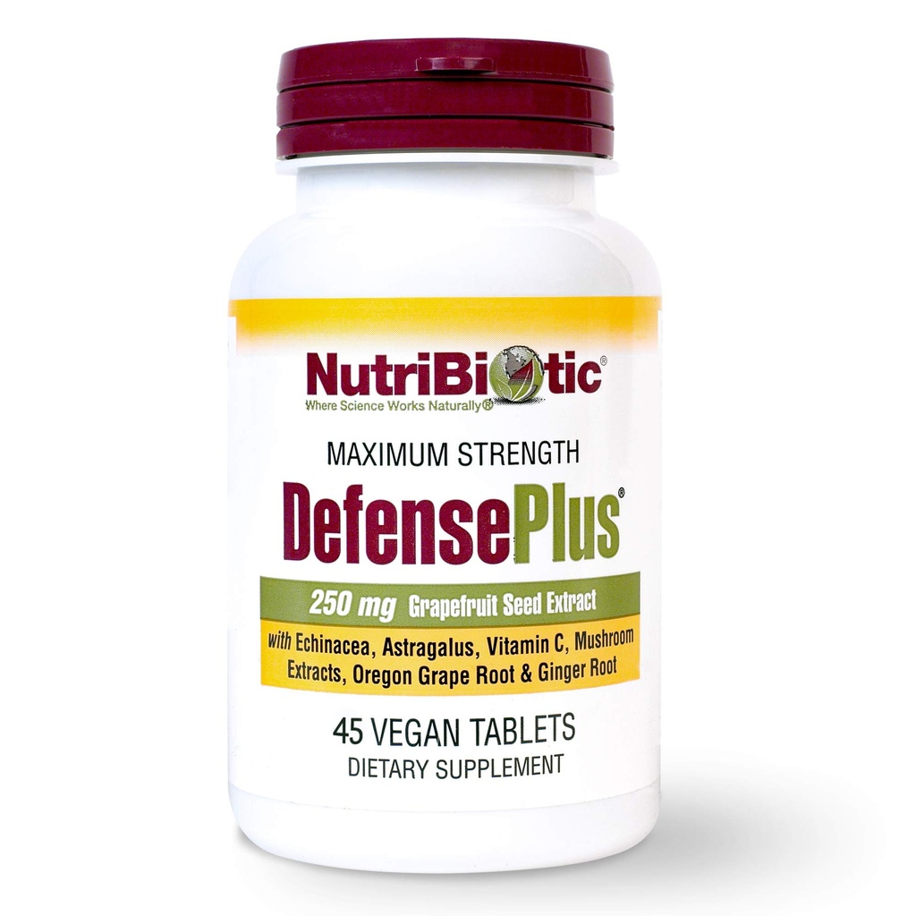 NutriBiotic - DefensePlus, 45 tabletter Note 124; 11 i 1 immunforsvar med vitamin C, zink, Grapefrugt Seed Extract, Echinacea, Astragalus Root & Immunosting Ekstrakter & Mushrooms