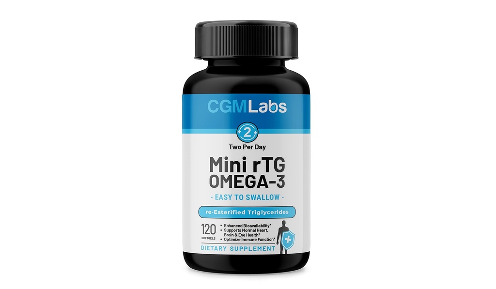 rTG Omega 3 Fish Oil Dietary Supplement - High Absorption & Fast Actioning, Burpless Fish Oil Supplement fra Anchov. re- esterificeret triglycerid w / EPA & DHA (as rTG) 960mg - 120 Softgel by CGM Labs
