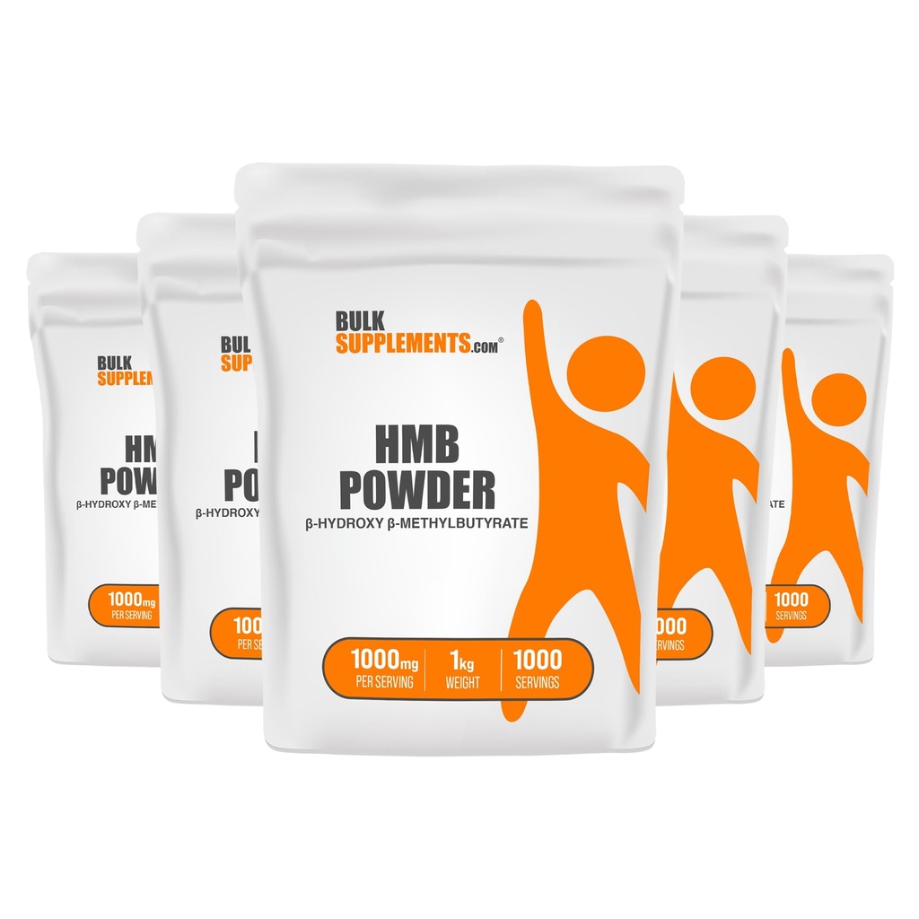 BulkSupplements.com HMB Powder - as Calcium HMB, Beta- Hydroxy Beta- Methylbutyrat - HMB Powder Supplements, Gluten Free - 1000 mg per Serving, 5kg (11 lbs) (Pack of 5)