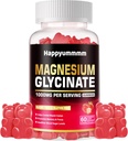 Magnesium Glycinate Gummies 1000mg - Sugar Free Magnesium Kalium Supplement med D-vitamin, B6, CoQ10 for Calm Mood & Sleep Support - 60 Jordbær Gummies.
