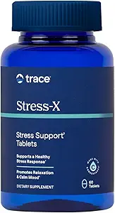 Trace Minerals Stress- X - Kosttilskud med kostfibre & trace Minerals - Magnesium supplement til søvn sundhedsstøtte - Formel med vitaminer A, B12, D & mere - 60 tabletter (30 Servere)