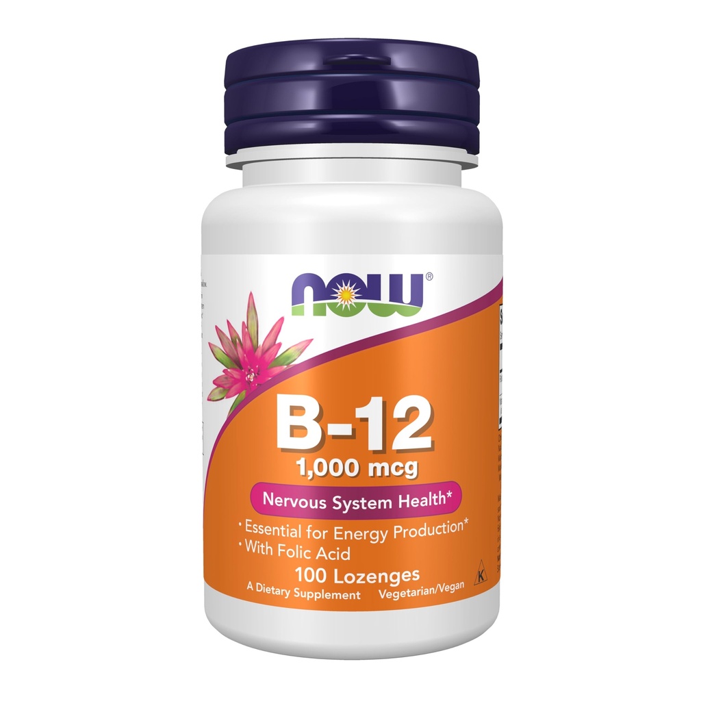 NU Kosttilskud, vitamin B-12 1.000 mcg med folinsyre, nervesystem sundhed *, 100 tyggetabletter