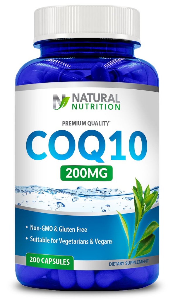 Generisk Natural Vitamin Coq10 200mg, 200 kapsler, Quick Absorption - Gluten Free & Non- GMO