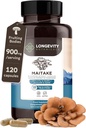 Longevity Botanicals Organic Maitake Mushroom Extract Capsules (120) | Concentrated 10:1 Ratio | 100% Fruiting Bodies | Grifola frondosa Natural Supplement for Gut Health & Immunity Support