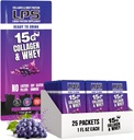 Ernæringsmæssige designs LPS flydende kollagen & whey protein supplement - ikke-GMO drik, sukkerfri - fremmer sund hud & hår til mænd & kvinder, Grape, Single Serve (25 Pakker)