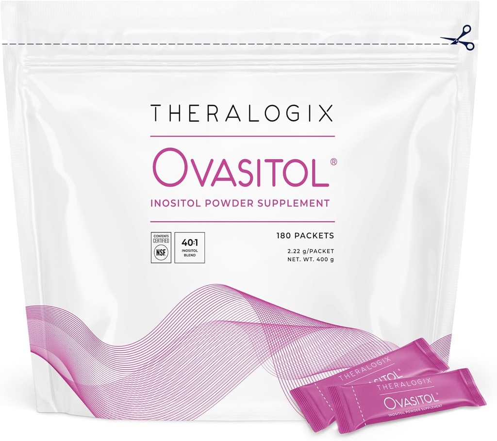 Theralogix Ovasitol Inositol Powder Pacets - 90- Day Supply - Myo- Inositol & D- Chiro Inositol til Hormone Balance & Ovarial Function Support * - NSF Certified - 180 Pacets