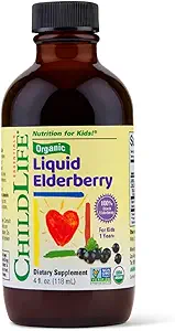Børnehjem Essentials Organic Elderberry Syrup til børn - Flydende Elderberry til tandlæger, Elderberry Extract Drops, Tinktur til spædbørn, Tandlæger, Børn - 4 Fl Oz