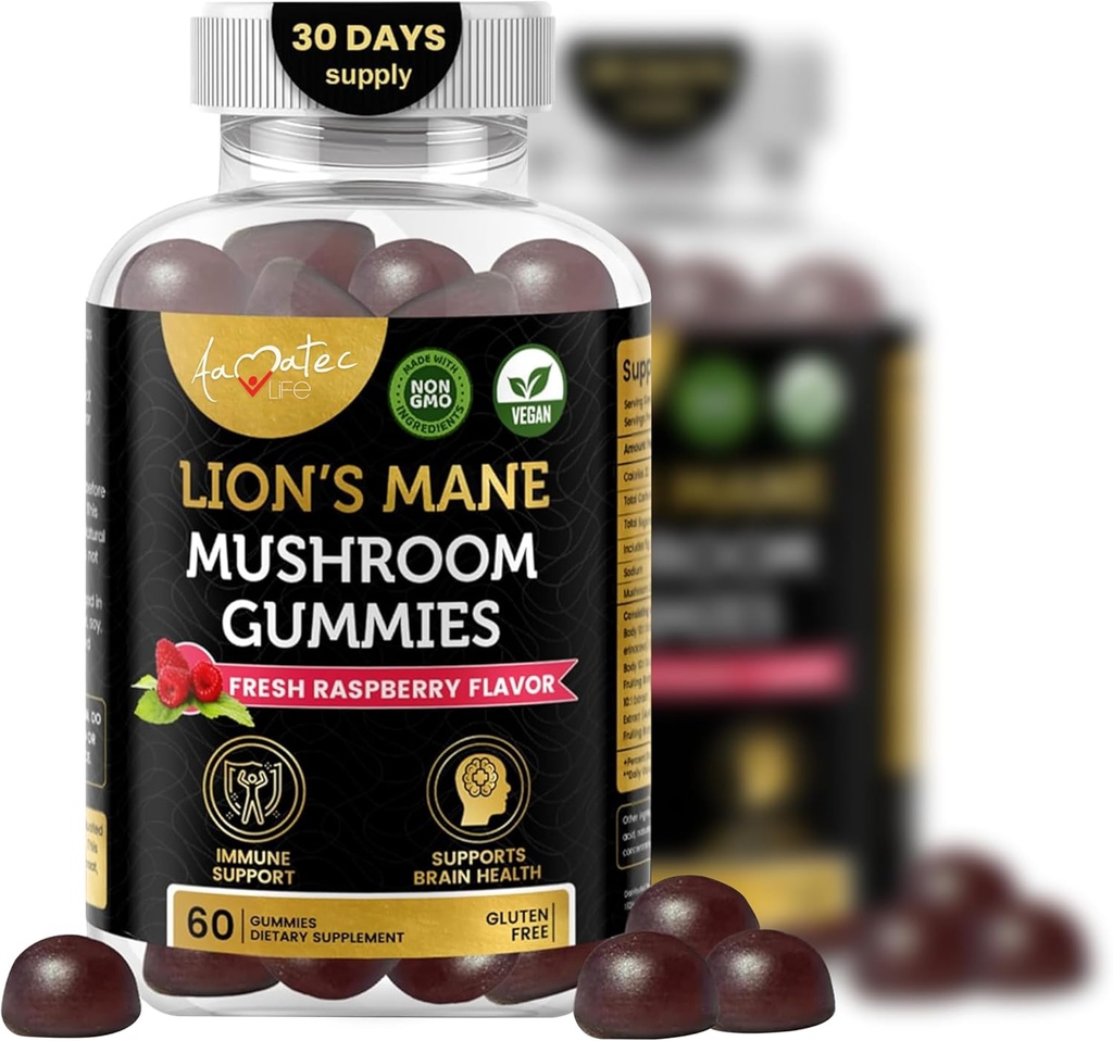 Aamorc Life Mushroom Gummies for Voksen124; 10 Mushroom Kompleks med Lions Mane Reishi Chaga & Cordyceps Mushroom Gummies for Voksen124; Brain, Immun & Energy Support