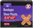 Klæbebånd - kasse med 100 3 / 4 "Fleksible Sheer Plastic Bandager til cuts, Scrapes, Burns - Latex Free, Steril små Bandages