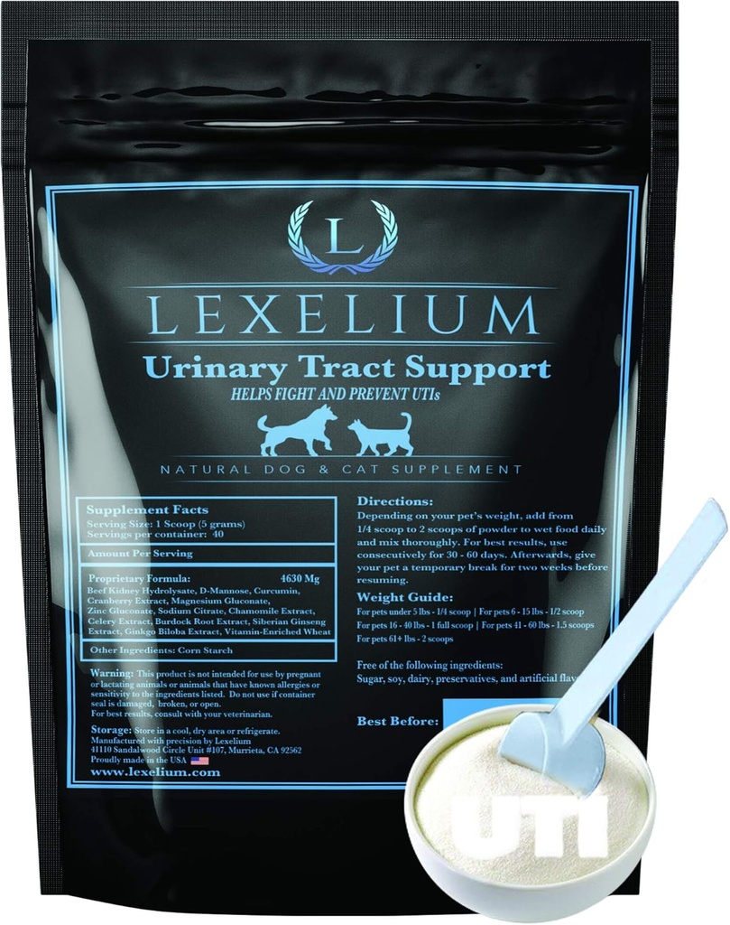 Organic Urinary Tract Infektion UTI Support til hunde og katte - Forstærket med Cranberry, D Mannose, og Curcumin - Optimerer Nyre & Bstige funktion - Kan forhindre Nyre / Bstige Stones - 200 G
