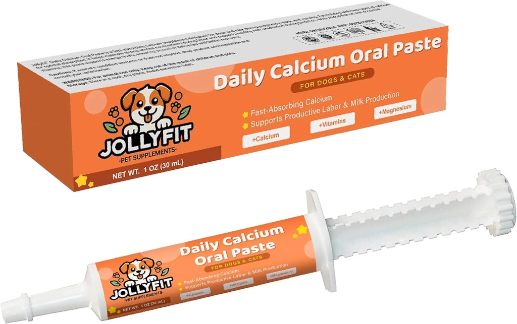 Oral calcium til hvalpende hunde & katte, Fast- Absorbing Calcium til hunde, Understøtter Whelping Labor og Milk Production, Forbedrer Colostrum til hvalpe, Daglig Calcium supplement til kæledyr - 1 oz