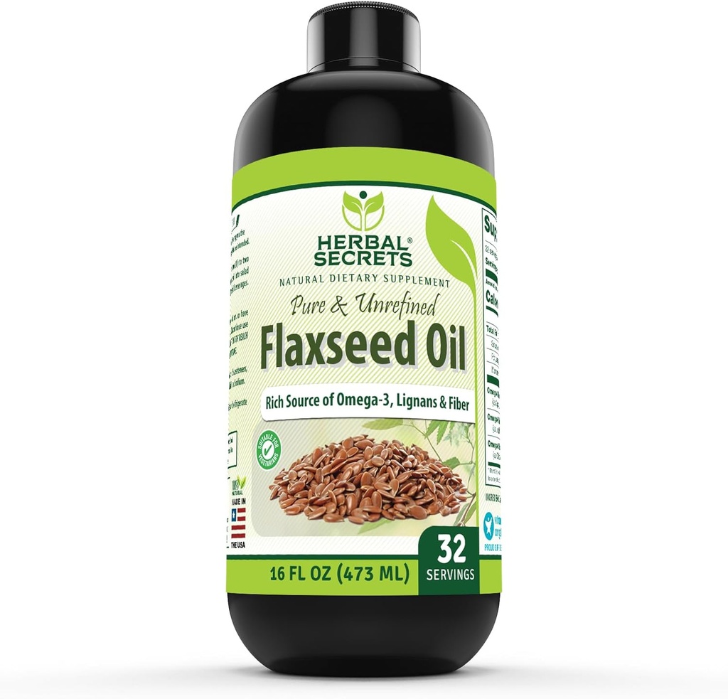 Urtehemmeligheder Organic Flaxseed Oil Supplement 124; 16 Fl. Oz. (473 ml)