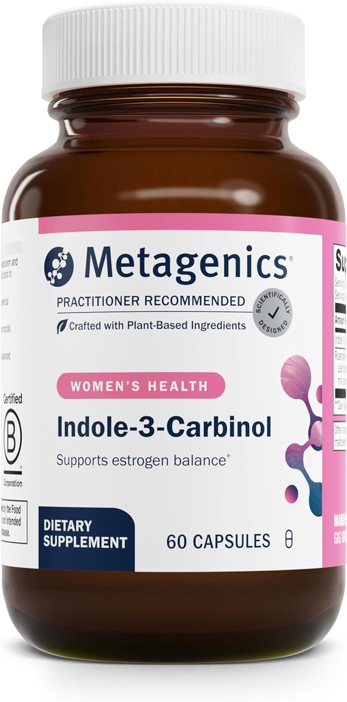 Metagenics Meta Indole- 3- Carbinol Supplement - Understøtter Østrogen Hormonbalance, Antioxidant & Leversundhed * - Non-GMO, Gluten- Free, Vegan - GMP Certified Facility - 60 Kapsler