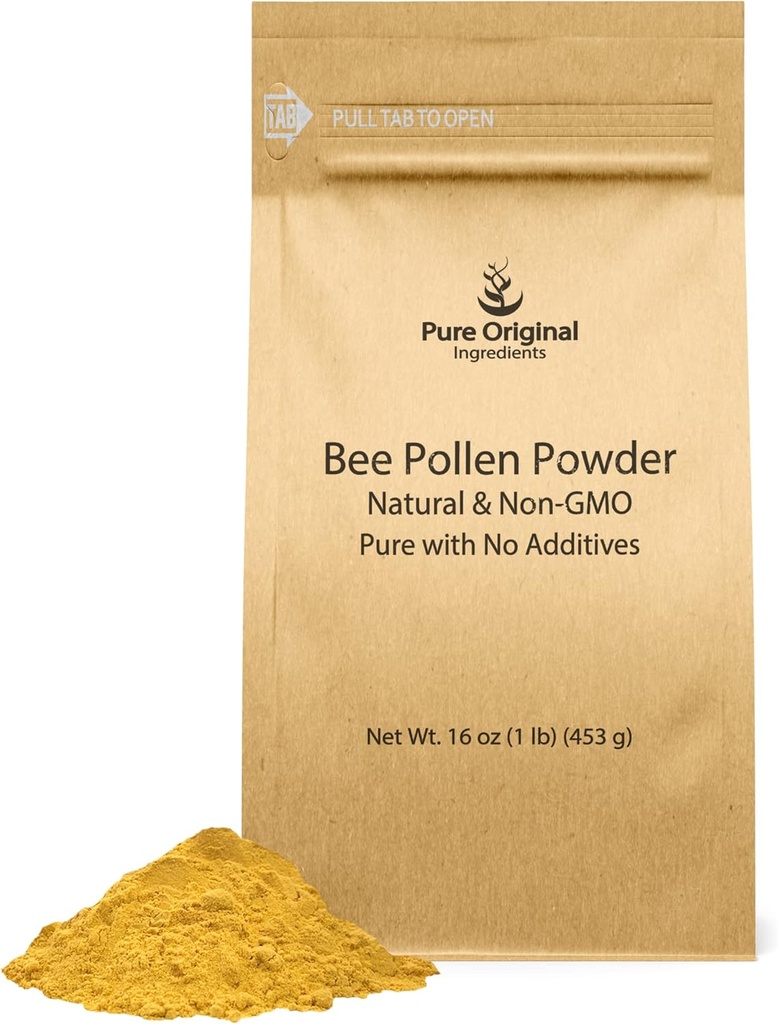 PURE ORIGINALSKE INGREDIENSER Bee Pollen Powder, 1 LB, Ingen fyldstoffer, Ufortyndet supplement