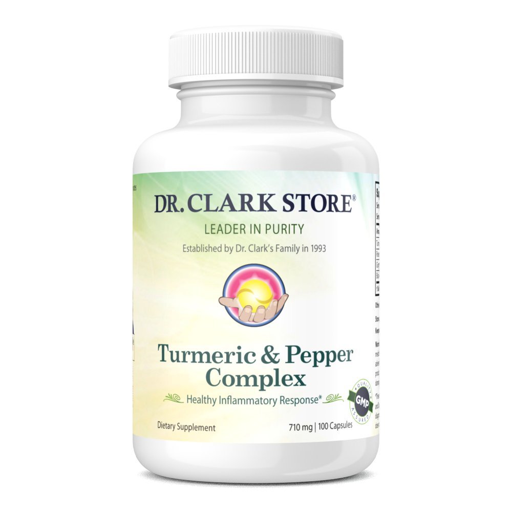 Dr. Clark Store Gurmerisk & Black Pepper Extract - 710mg, 100 kapsler, immunstøtte, antioxidant, fordøjelsestilskud for voksne