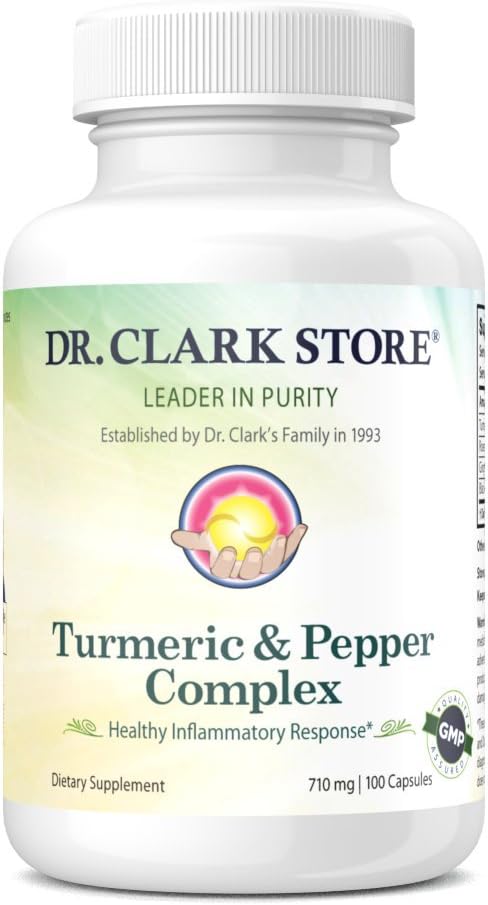 Dr. Clark Store Gurmerisk & Black Pepper Extract - 710mg, 100 kapsler, immunstøtte, antioxidant, fordøjelsestilskud for voksne