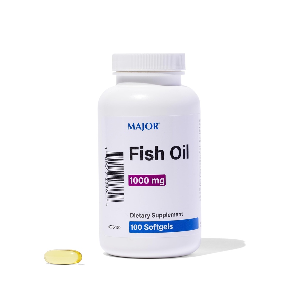 MAJOR Omega-3 Fish Oil - Fish Oil Supplement 1000mg - 100 Softgels (1- Pack)