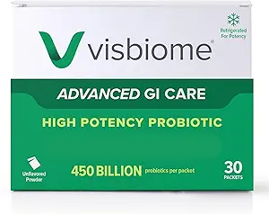 Visbiome ® Advanced GI Care - High Potency Probiotic 450 Millioner Styrke - 30 Pakker Unflavored Powder - Original De Simone Formulering - Shipped Cold i genanvendelige køler med temperatur skærm.