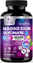 Magnesium Glycinat 500mg - Chelated for Ultra Absorption - Understøtter ben, muskel, nerver og hjerte sundhed, Nature 's Sleep Support, Bedste Magnesium supplement piller til hele kroppen støtte - 120 tabletter