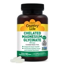 Country Life Chelated Magnesium Glycinate 400mg, 90 tabletter, Certified Gluten Free, Certified Vegan, Certified Halal, Non- GMO Verified