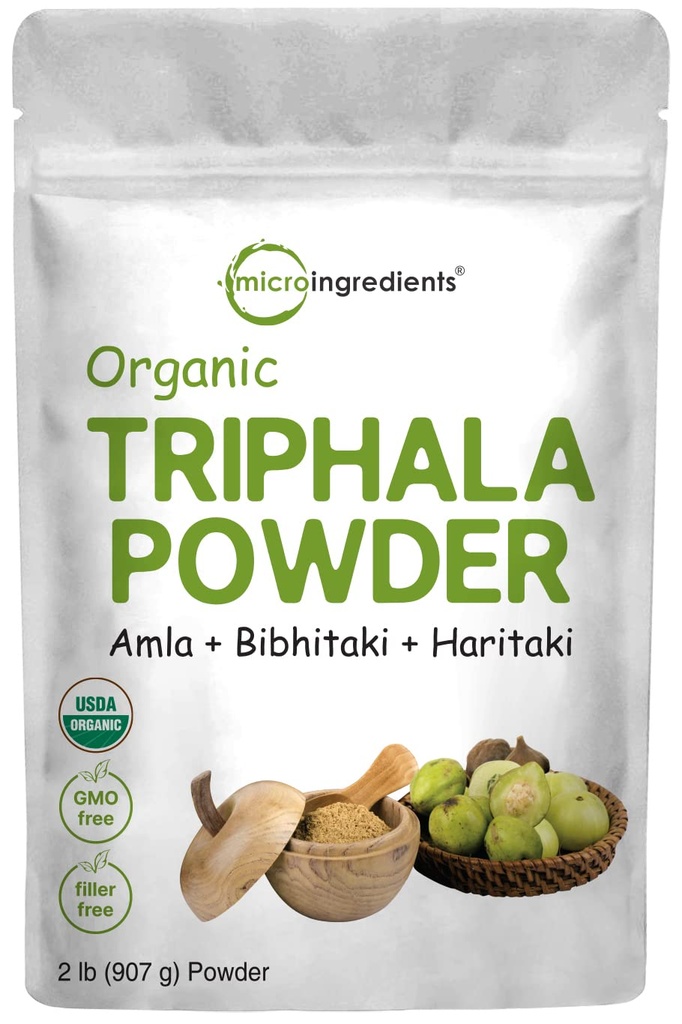 Micro Ingredients Organic Triphala Powder, 2 Pounds (Amla + Haritaki + Bibhitaki) Yep 124; India Origin, Herbal Adaptogen Supplement, Understøtter Colon & immunforsvar Mep 124; Vegan, Ingen GMOS