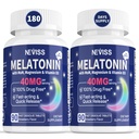 Melatonin 40 mg til voksne - Hurtig opløsning og tyggetabletter Sublingual Sleep Supplement - Ekstra styrke Melatonin med vitamin D3 & MSM, Selenium til sundhed hvilecyklus, Deep Zzzs, Sugar- Free, 180 Servere
