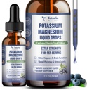(2 pakker) Kalium Magnesium supplement flydende dråber - 200mg Kalium & 600mg Triple Complex Magnesium Glycinate flydende citrat Oil High Absorption Potasio Support Bone, Muskel, Leg kramper