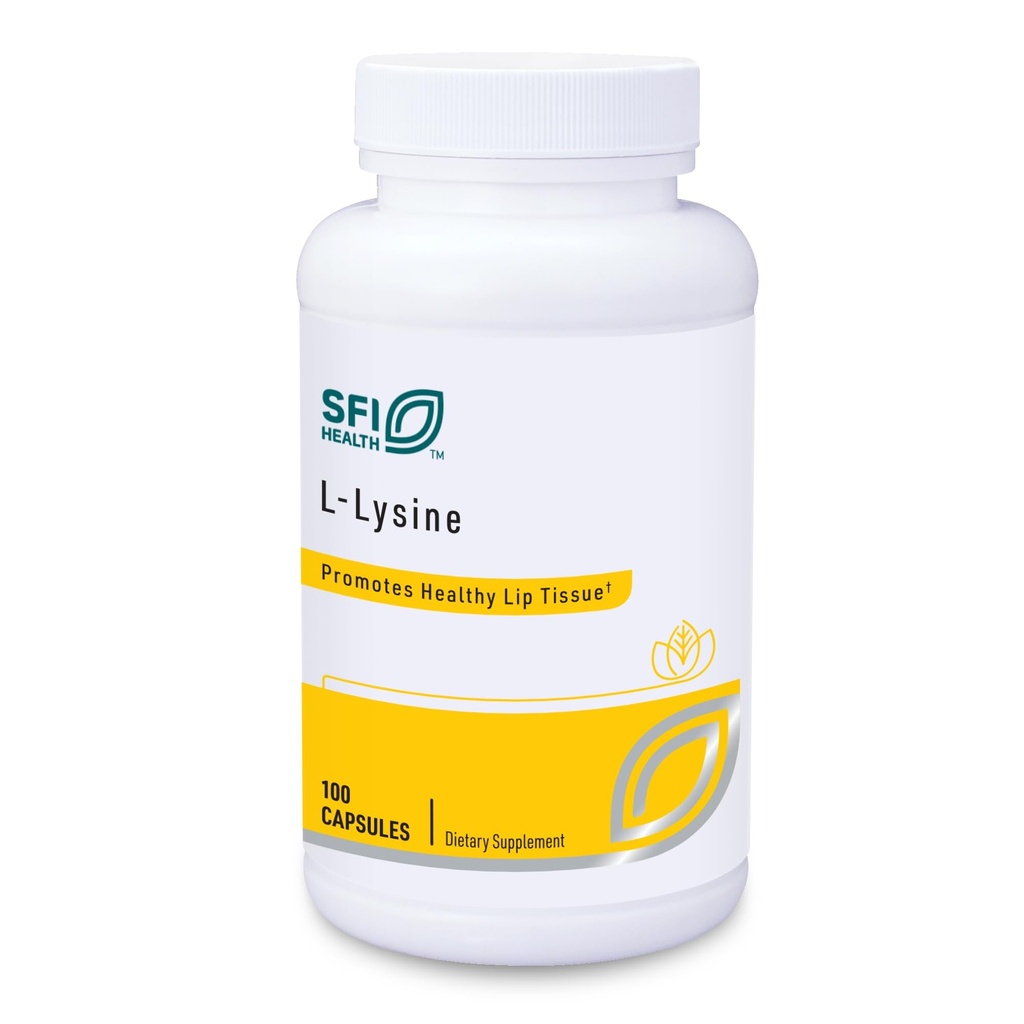 Klaire Labs SFI Health L- Lysin - 500 milligram Essential Amino Acid Support for immunforsvar & kollagen Dannelse, Hypoallergen & Dairy- Free (100 kapsler)
