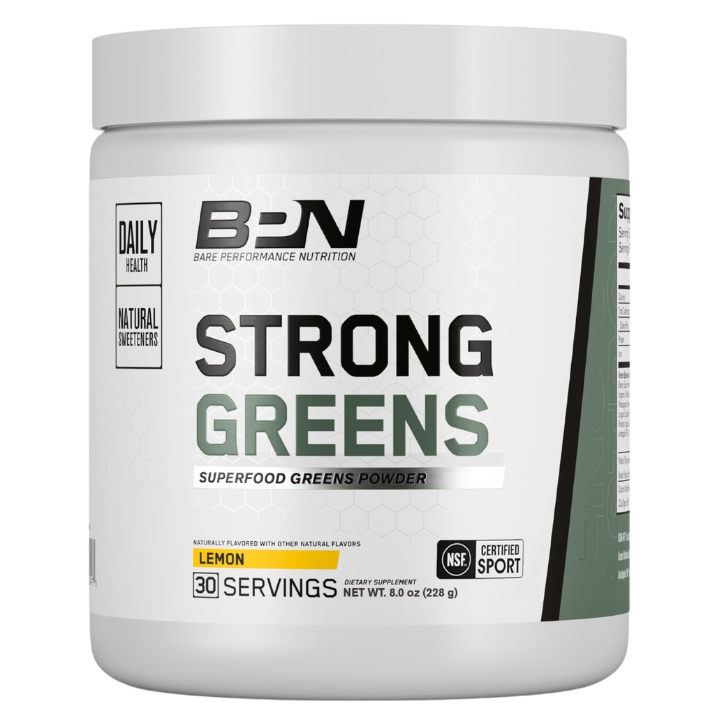 BARE YDEEVNE NETRITION, BPN Strong Green Superfood Powder, Lemon, 30 Servere