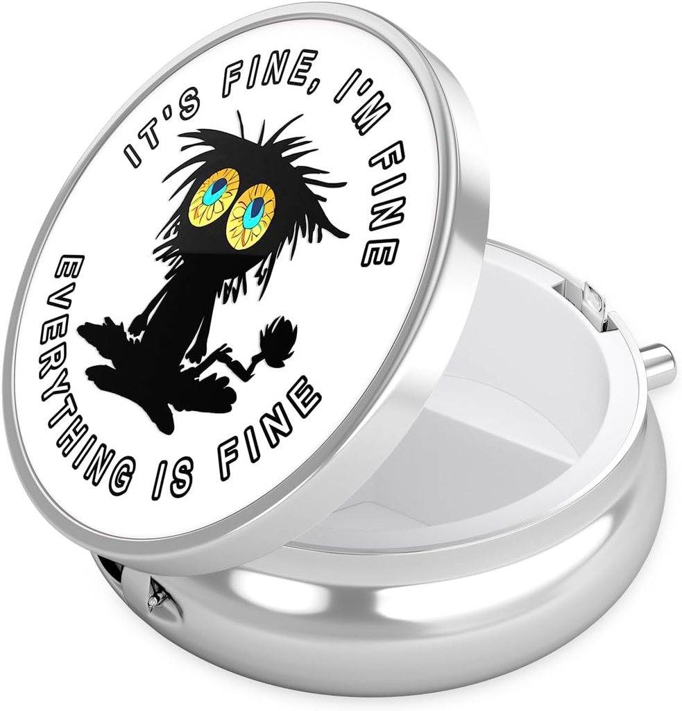 Nipichsha Pill Box, Lille Pill sag for purse & Pocket, Cute Travel Medicine Organizer, Portable Medicine Container Holder til at holde vitaminer, Medicin, Fish Oil & Supplement, Funny Black Cat