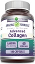 Amazing Formulas Advanced Collagen Supplements 124; Collagen Type I, II & III, med C-vitamin & hyaluronsyre