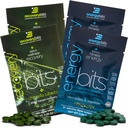 ENERGYbits / RECoverYbits - Organic Spirulina & Chlorella Tablets - Single Serving Sample Packs - Alger Superfood - High Protein, Chlorophyll - Self Care - Vegan, Keto, Gluten Free - 4 poser, 30 / Bag