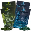 ENERGYbits / RECoverYbits - Organic Spirulina & Chlorella Tablets - Single Serving Sample Packs - Alger Superfood - High Protein, Chlorophyll - Self Care - Vegan, Keto, Gluten Free - 4 poser, 30 / Bag