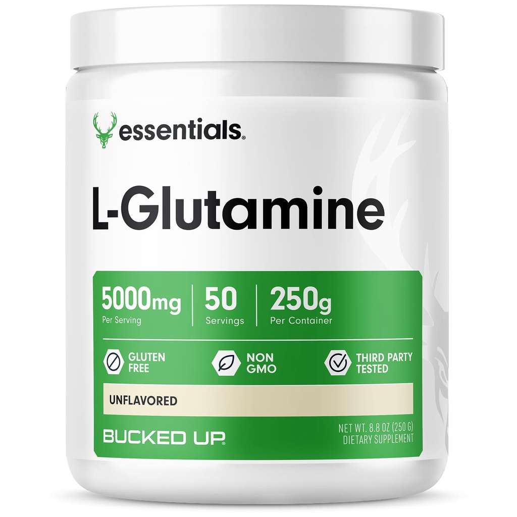 Bucked Up L- Glutamin (5000mg), Essentials (50 Servere, 250 Bedste)