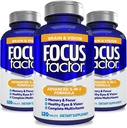 Fokus Factor Voksne Brain og Vision Supplement, 120 Count- Eye Vitamin, Mineral Supplement, Komplet Multivitamin med Lutein & Zeaxanthin - Brain Supplement for Focus, Koncentration, Hukommelse (3 Pk)