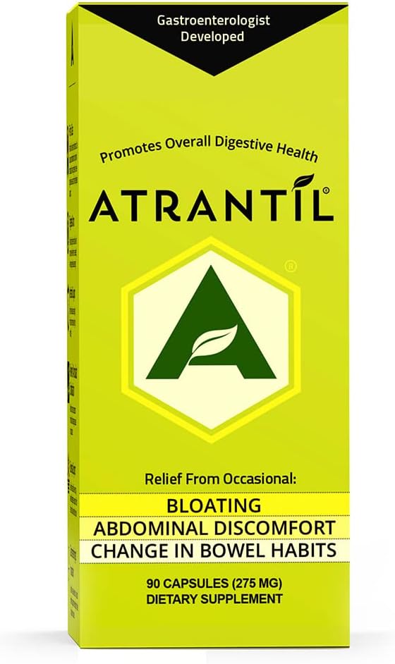 Atrantil 90 Capsule- Antioxidant Pakket Polyphenol til Bloating og Gas Relief, Abdominal discomfort, Forstoppelse, Diarré, Postbiotika, Ændring i tarm vaner og hverdagen fordøjelsessygdomme.