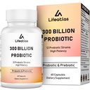 300 Millioner CFU Probiotika - Probiotika til kvinder og mænd, 12 Probiotiske Strops Plus Prebiotic, til immunforsvar og fordøjelsesbesvær, Gut Sundhed, gas Bloating, Hylde Stable - 60 Caps