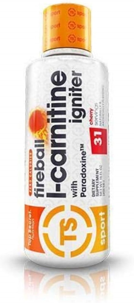 Top Secret Nutrition Fireball Liquid L- Carnitin med Paradoxine Note 124; Stim Free Note 124; Vægt Management, Energi, & Motion Performance
