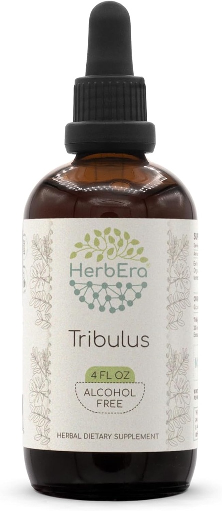 HerbEra Tribulus B120 Alkohol- Free Herbal Extract Tinktur, Koncentrerede flydende dråber Natural Tribulus (Tribulus Terrestris) Tørret frugt (4 fl oz)
