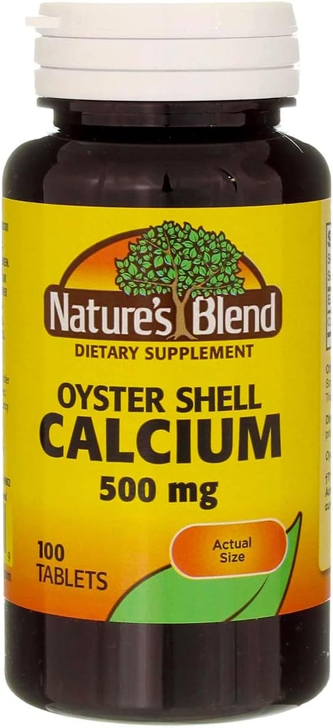 Nature 's Blend Oyster Shell Calcium 500 mg tabletter - 100 ct, pakke med 2 stk.